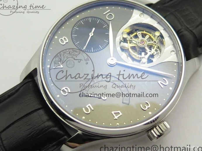 MIROTIME 0106 Portuguese Tourbillon IW5046 SS ZF Best Edition Gray Dial on Black Leather Strap SunProtective 7147